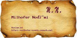 Milhofer Noémi névjegykártya